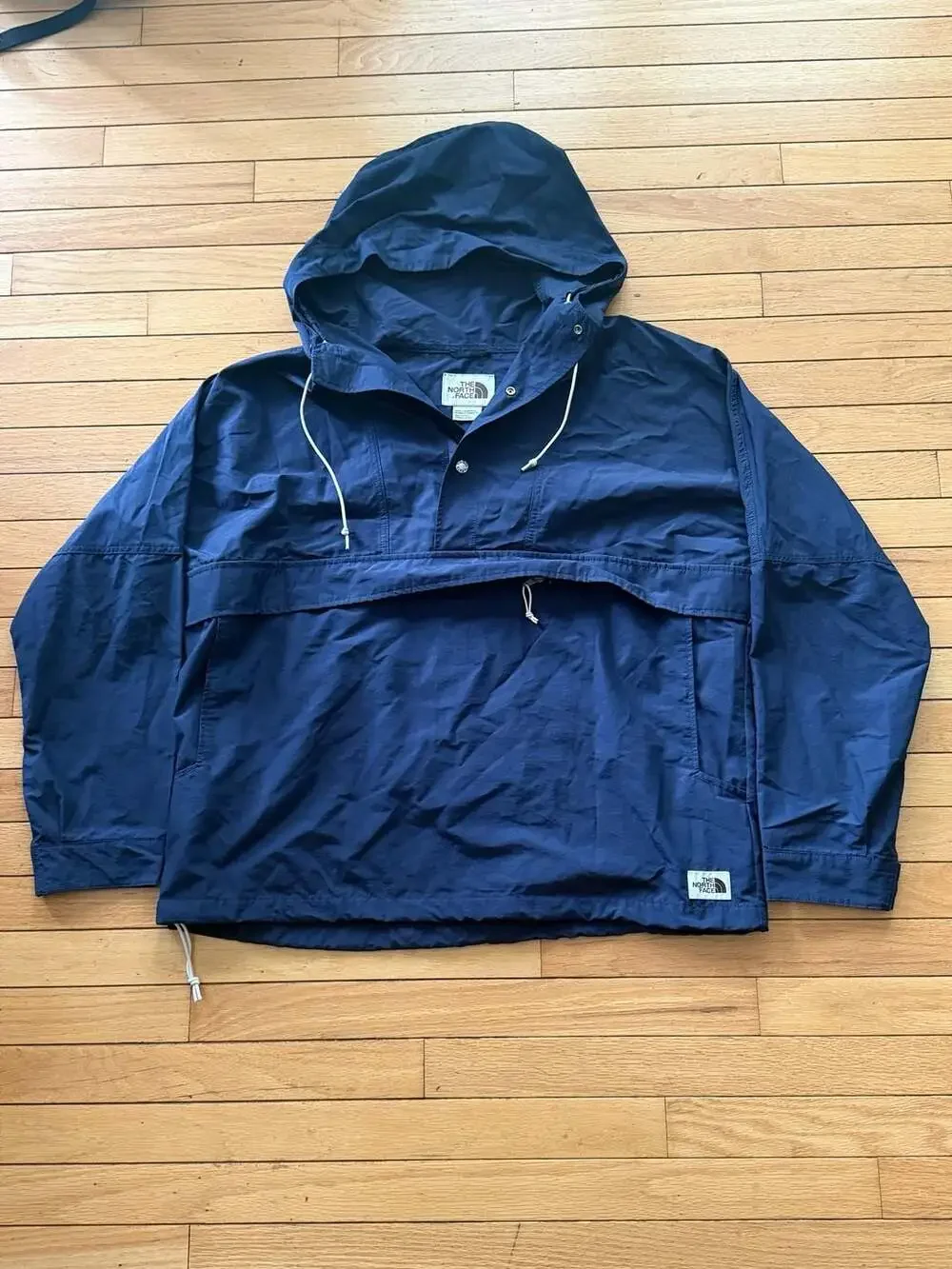 The North Face Windjammer Anorak Hooded Pullover Jacket - Navy Blue